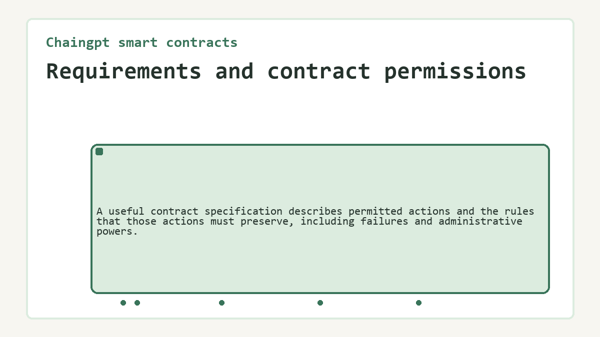Chaingpt smart contracts - Requirements and contract permissions - illustration